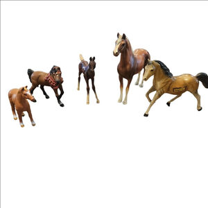 Assorted Collectible Vintage Brown Tan Horse Collection, 5 Pieces